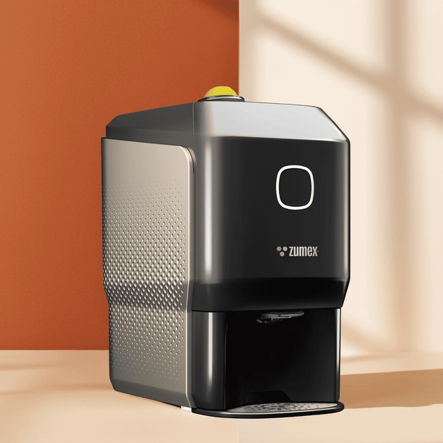 Zumex 10268 Soul Series 2 Compact Commercial Citrus Juicer — 18 Fruits/Minute, Black & Natural Sand Color, Conical System®