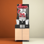 Thumbnail 1 for Zumex 11816 Speed Pomegranates Juice Corner Automatic Feed Juicer — 30 Fruits / Minute, with Wide Oiled Oak Podium