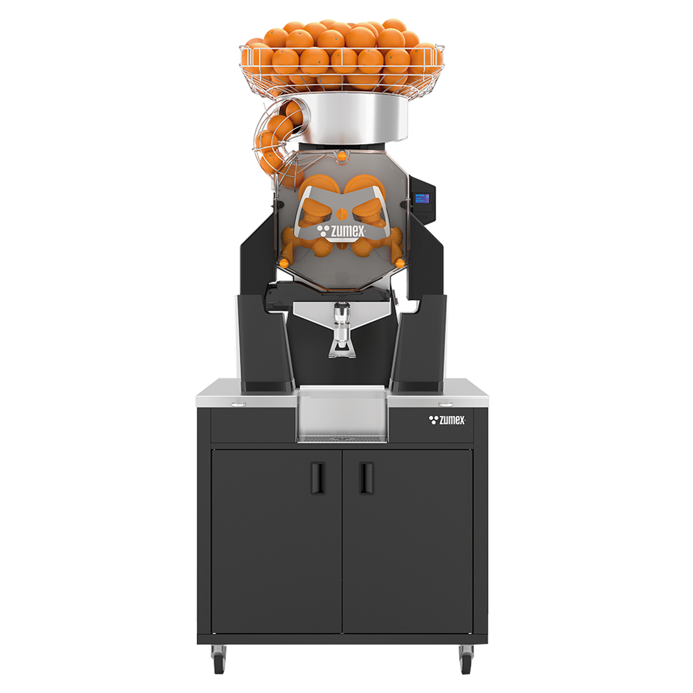 Zumex 08827 Speed S +plus All-in-One Automatic Feed Juicer — 40 Fruits / Minute, Self Service, with Wide Black Podium