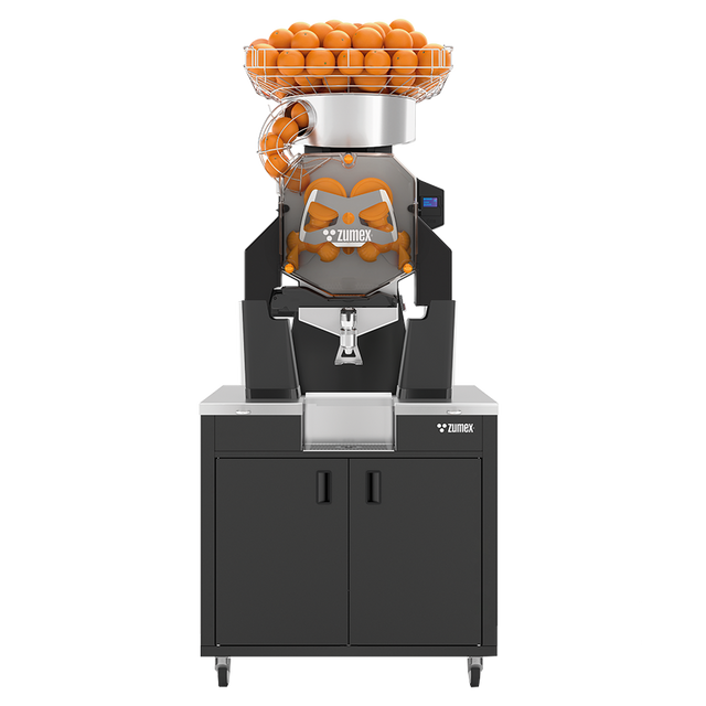 Zumex 08827 Speed S +plus All-in-One Automatic Feed Juicer — 40 Fruits / Minute, Self Service, with Wide Black Podium