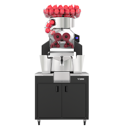 Zumex 10007 Speed Pomegranates All-in-One Automatic Feed Juicer — 30 Fruits / Minute, with Wide Black Podium