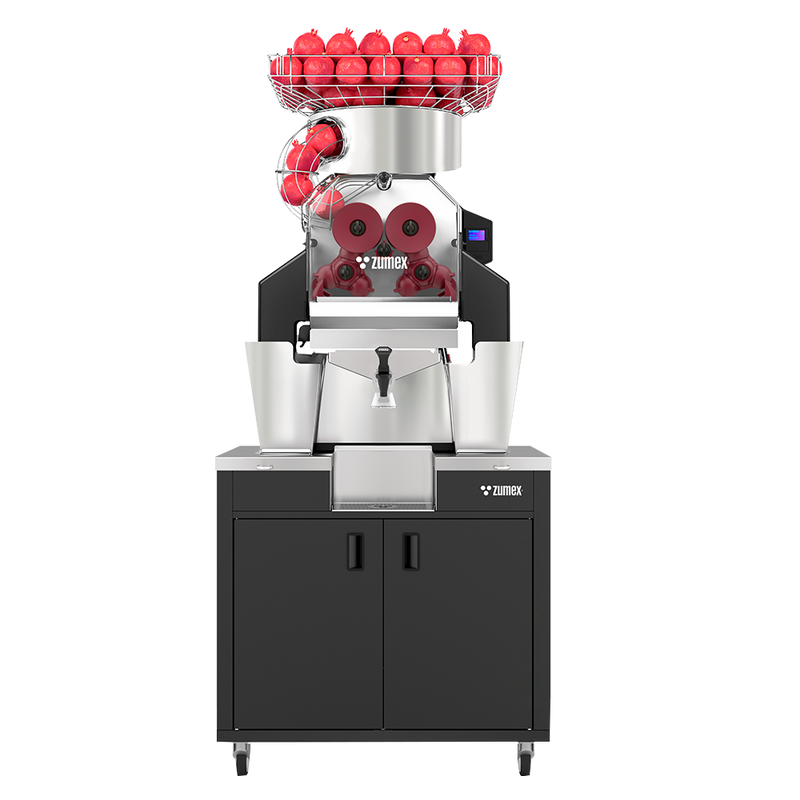Zumex 10007 Speed Pomegranates All-in-One Automatic Feed Juicer — 30 Fruits / Minute, with Wide Black Podium