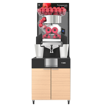 Zumex 11816 Speed Pomegranates Juice Corner Automatic Feed Juicer — 30 Fruits / Minute, with Wide Oiled Oak Podium - image