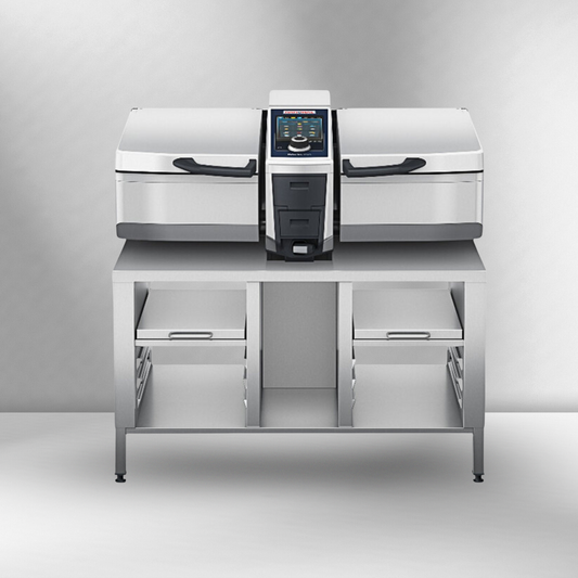 Rational iVario Pro 2-S Electric Tilt Skillet — 2 S-Size Pan, 13 Gallon, 208/240V, with Stand