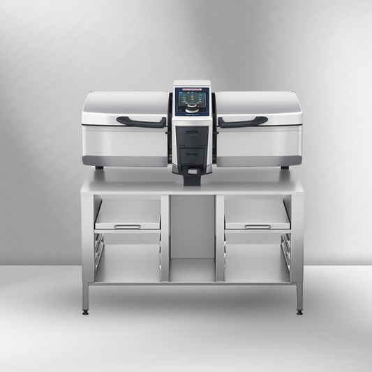 Rational iVario Pro 2-XS Electric Tilt Skillet — 2 XS-Size Pan, 9 Gallon, 208/240V, with Stand