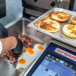 Thumbnail for Rational iVario Pro 2-XS Electric Tilt Skillet — 2 XS-Size Pan, 9 Gallon, 208/240V, with Height Adjustable Stand image 3